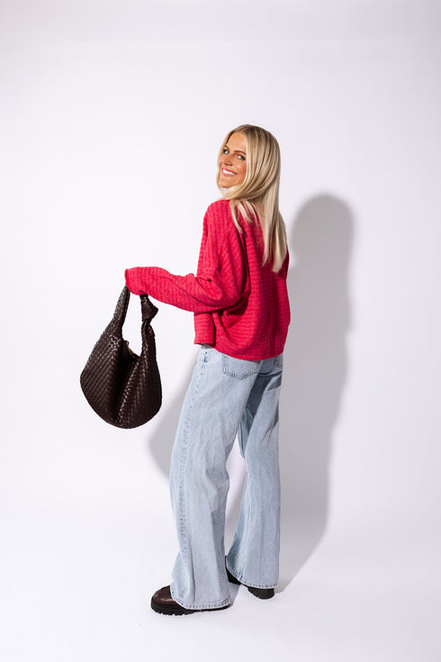 Coco Cutie Cardigan // Raspberry Stripe *PREORDER*